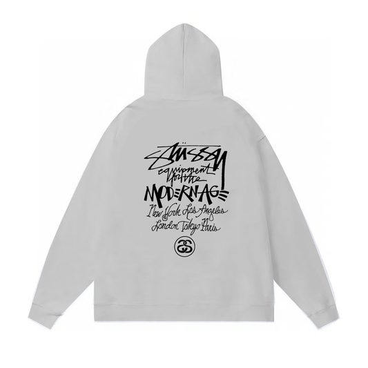 STUSSY BASIC LOGO HOODIE GREY