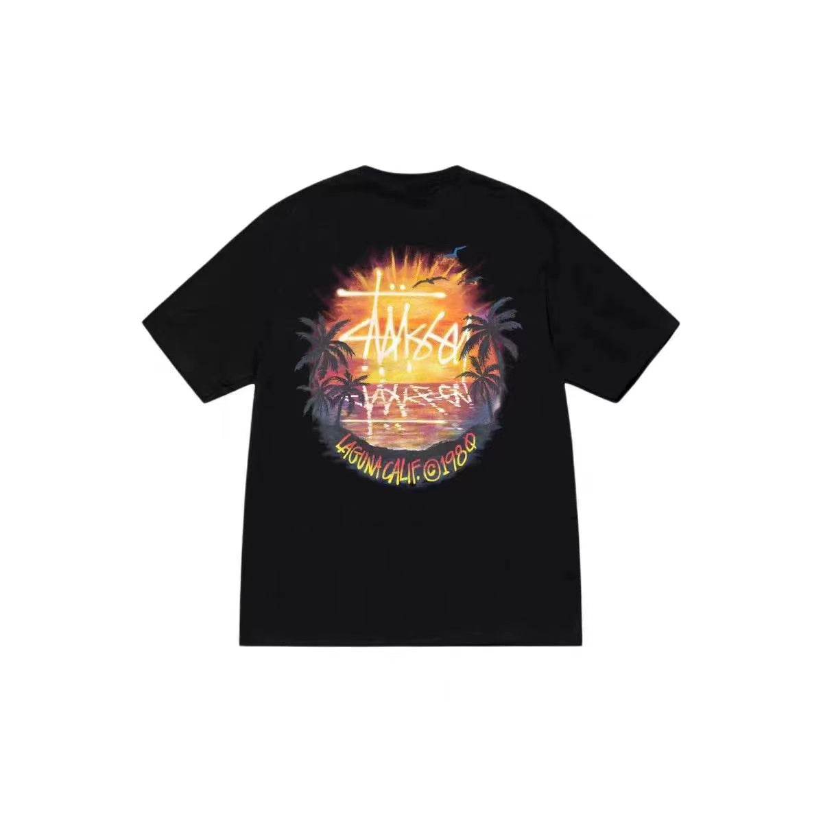 STUSSY HAWAIIAN SUNSET TEE BLACK