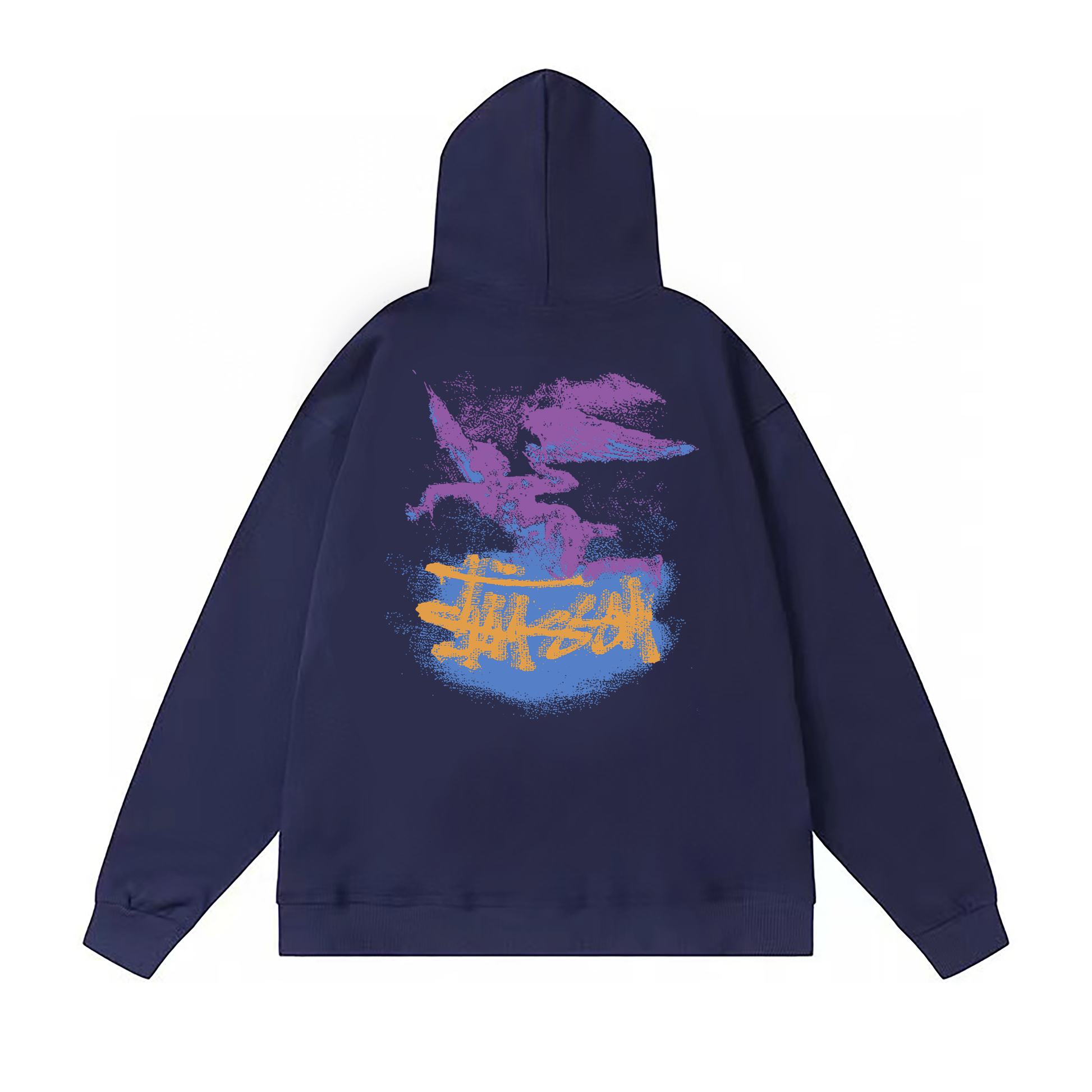 STUSSY PEGASUS PRINT HOODIE NAVY