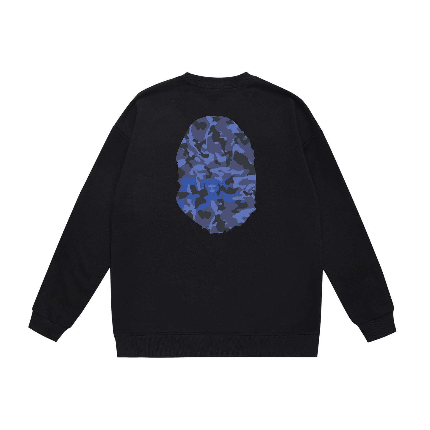 A Bathing Ape Blue Ape Head Print Hoodie Black