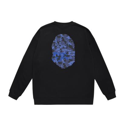 A Bathing Ape Blue Ape Head Print Hoodie Black