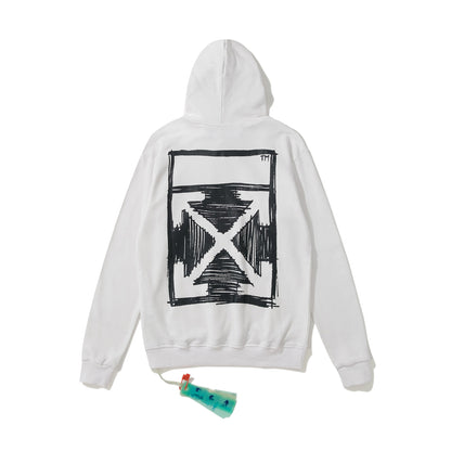 Off-White 2023 doodle arrow print hooded sweater white