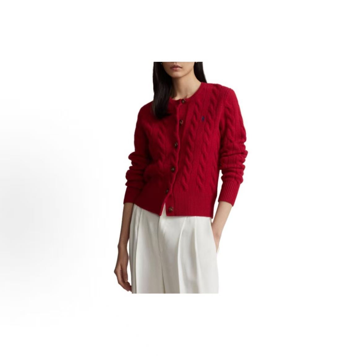 lph Lauren Cable-Knit Wool-Cashmere Cardigan - Solid Striped Single-Button Knit Dress