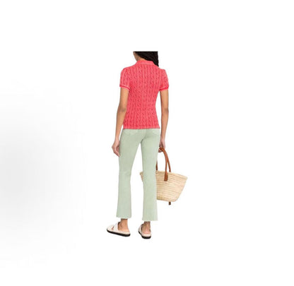 Ralph Lauren FW22 Solid-color Polo Neck Pullover Short-Sleeved Knit Top for Women - Pink