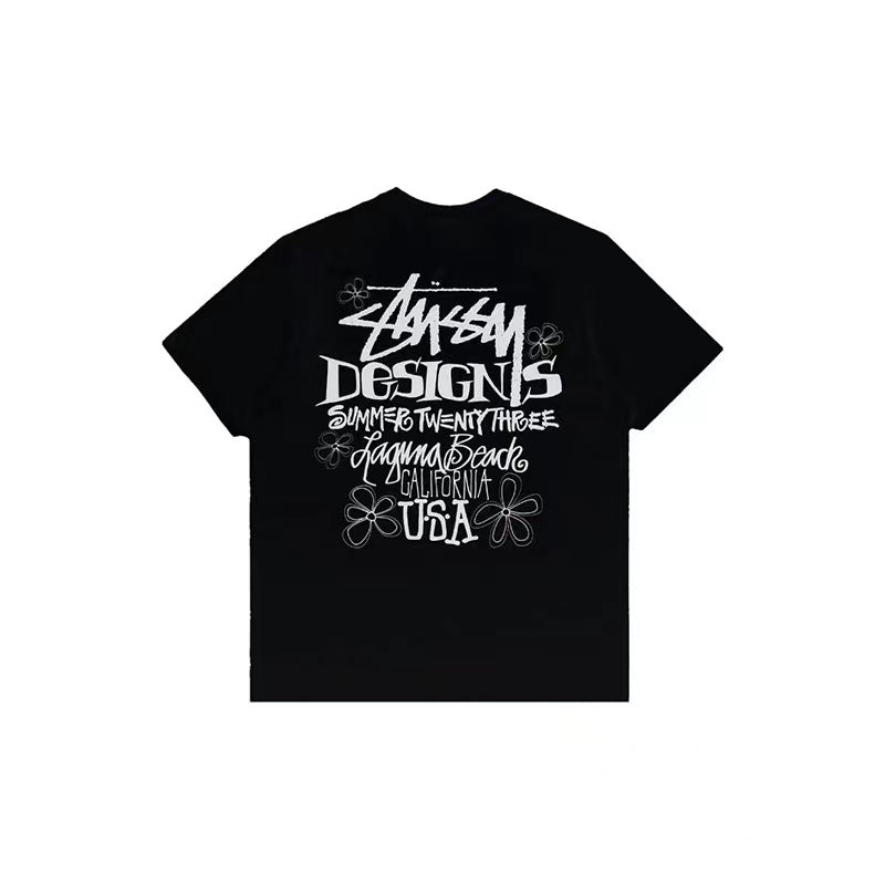 STUSSY USA FLOWER TEE BLACK