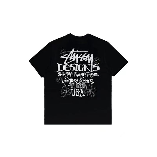 STUSSY USA FLOWER TEE BLACK