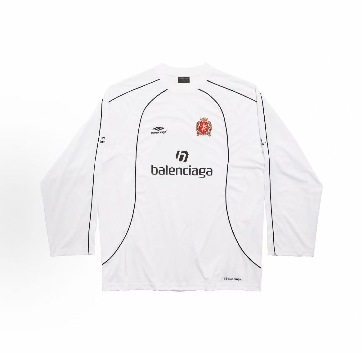 Balenciaga Logo letter pattern printed crew-neck long-sleeved T-shirt. Loose fit. Same style for both men and women. White.