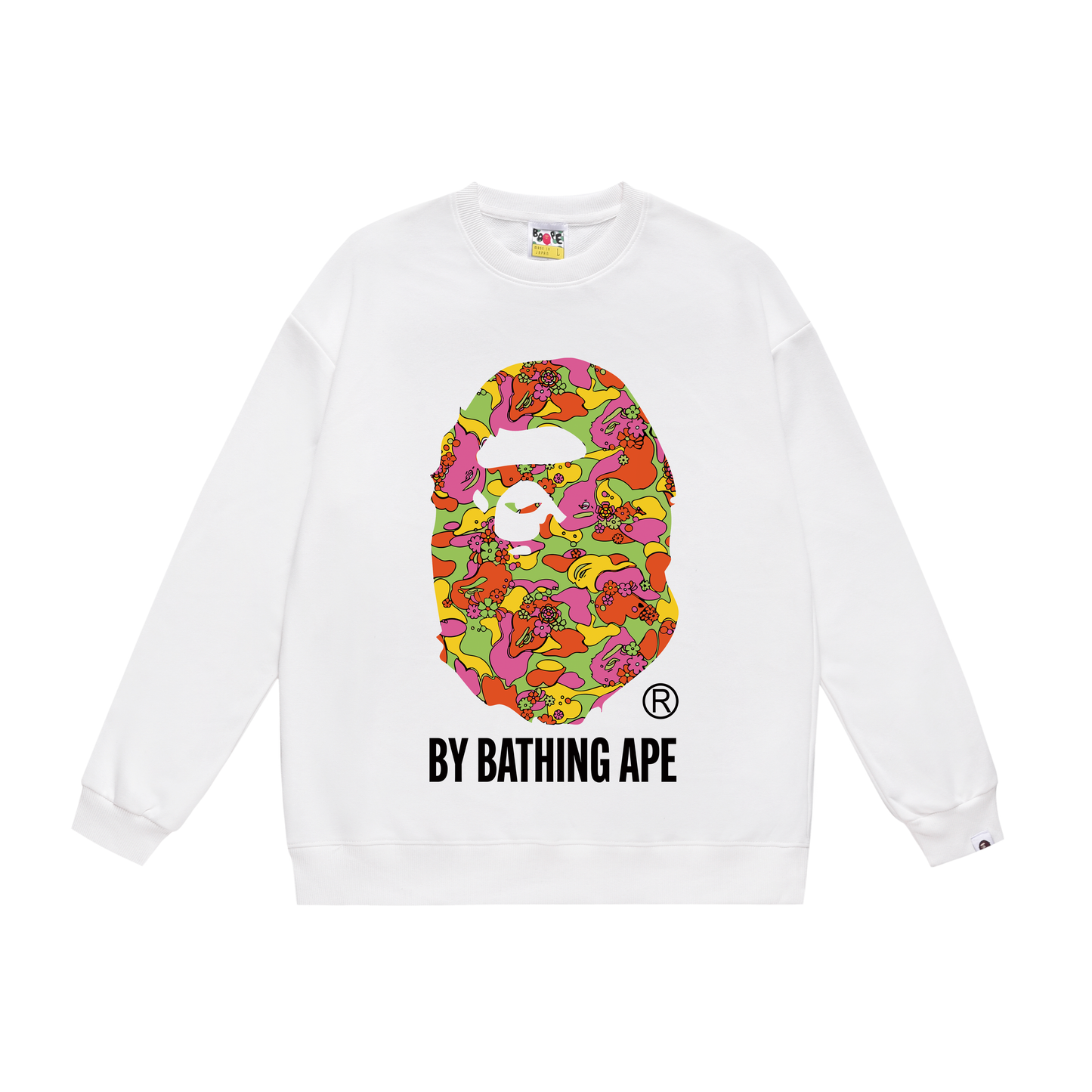 A Bathing Ape Camouflage Logo Print Hoodie White