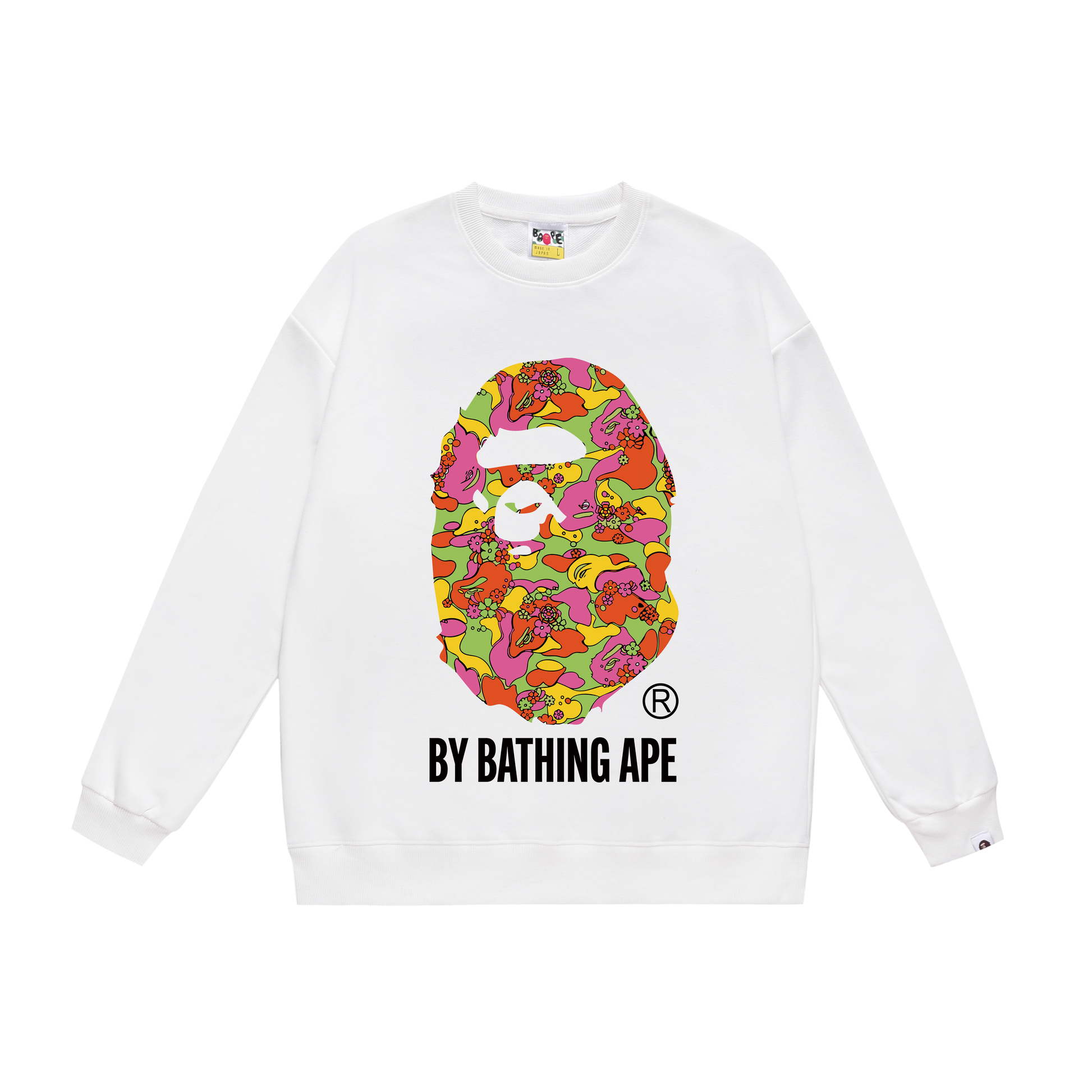 A Bathing Ape Camouflage Logo Print Hoodie White