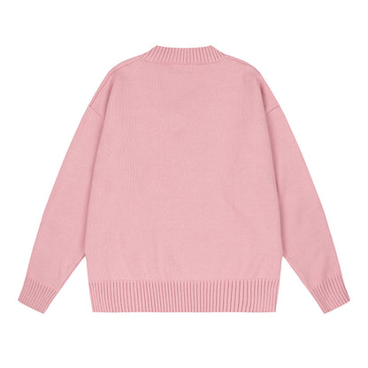 AMI Big Logo V Neck Sweater Pink