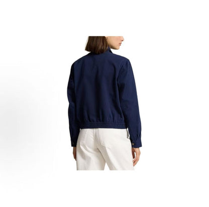 Ralph Lauren SS24 Solid-color Logo Embroidered Long-Sleeve Jacket Coat - Loose Fit - Women's - Dark Blue