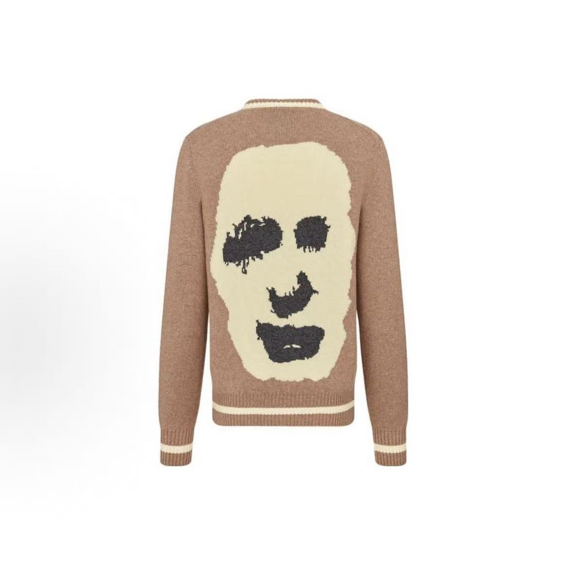 DIOR Men's SS23 Jacquard Embroidered Round-Neck Long-Sleeve Sweater