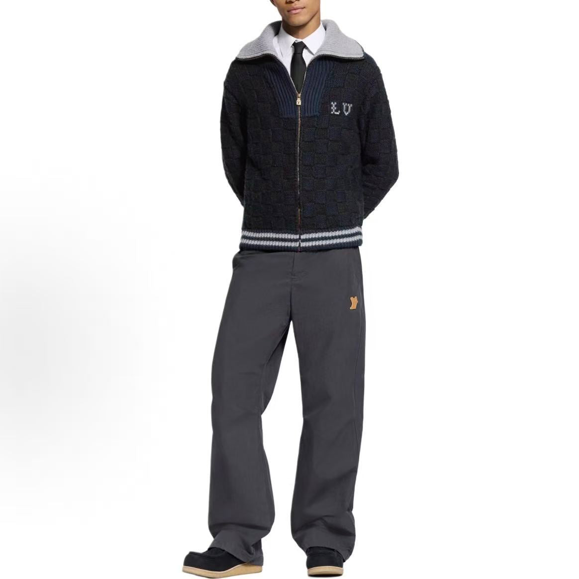LOUIS VUITTON FW25 Knitted Slightly Aline Contrasting Ribbed Collar Sweater for Men