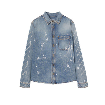 Off-White Diag Outline Denim Jacket Blue
