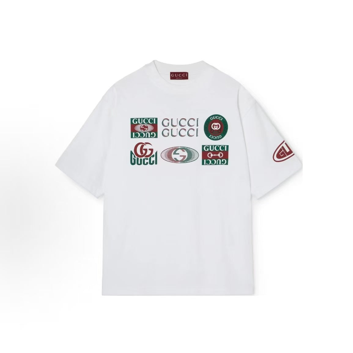 GUCCI Men's White Letter Logo Print Round Neck Short Sleeve T-Shirt, Fall/Winter 2024
