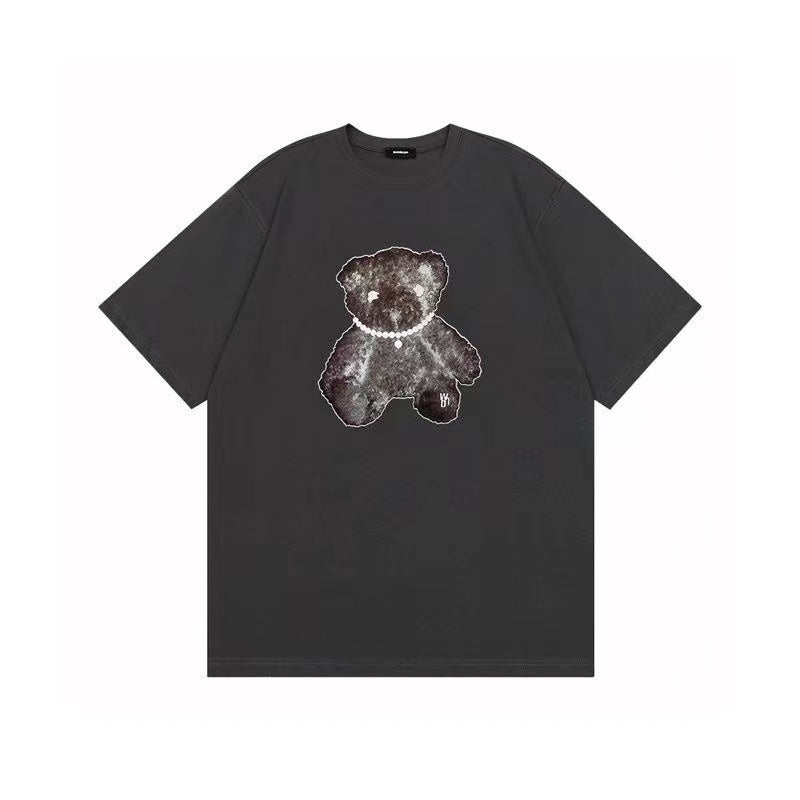 WE11DONE Reflective Teddy Bear Print Tee Grey