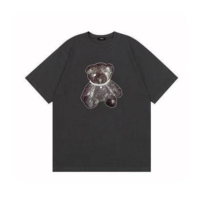 WE11DONE Reflective Teddy Bear Print Tee Grey