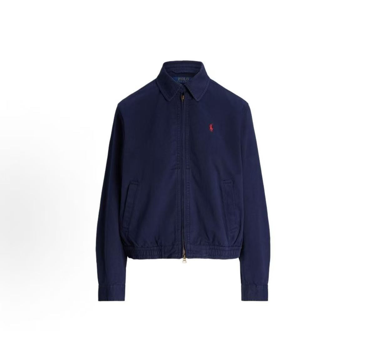 Ralph Lauren SS24 Solid-color Logo Embroidered Long-Sleeve Jacket Coat - Loose Fit - Women's - Dark Blue