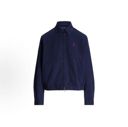 Ralph Lauren SS24 Solid-color Logo Embroidered Long-Sleeve Jacket Coat - Loose Fit - Women's - Dark Blue
