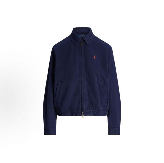 Ralph Lauren SS24 Solid-color Logo Embroidered Long-Sleeve Jacket Coat - Loose Fit - Women's - Dark Blue