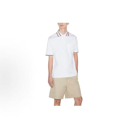 GUCCI Lido series Polo shirt with logo embroidered stripe trim, straight-cut, long-sleeved, short-sleeved, men's style, white color