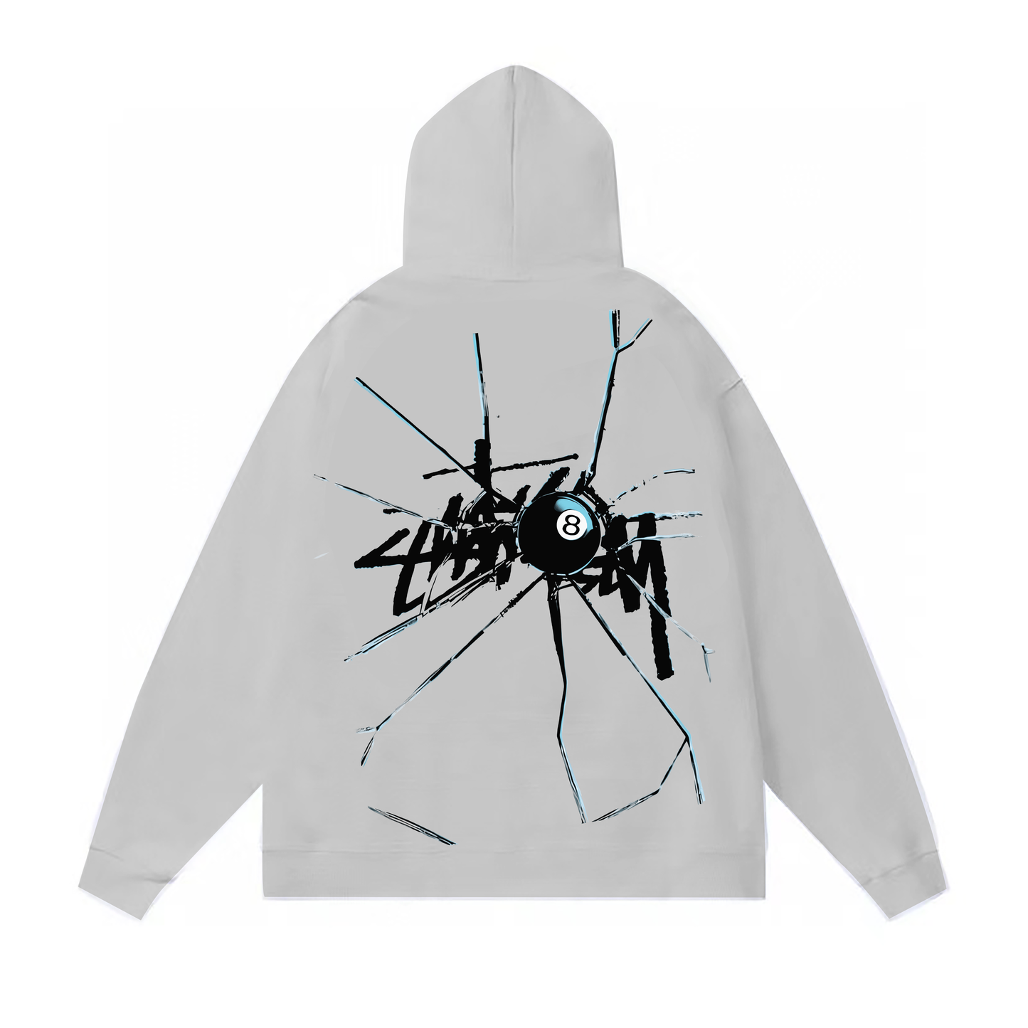 STUSSY BROKEN BALL 8 HOODIE GREY