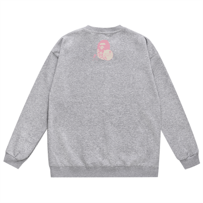 A Bathing Ape Purple Cherry Tree Logo Print Hoodie Grey