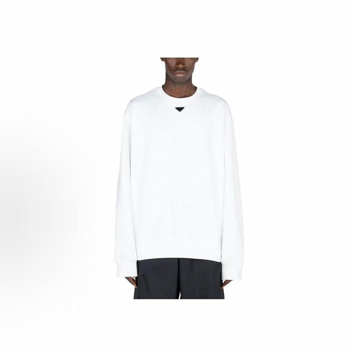 PRADA - Pure Color Round-neck Pullover Loose Long-Sleeved T-shirt for Men