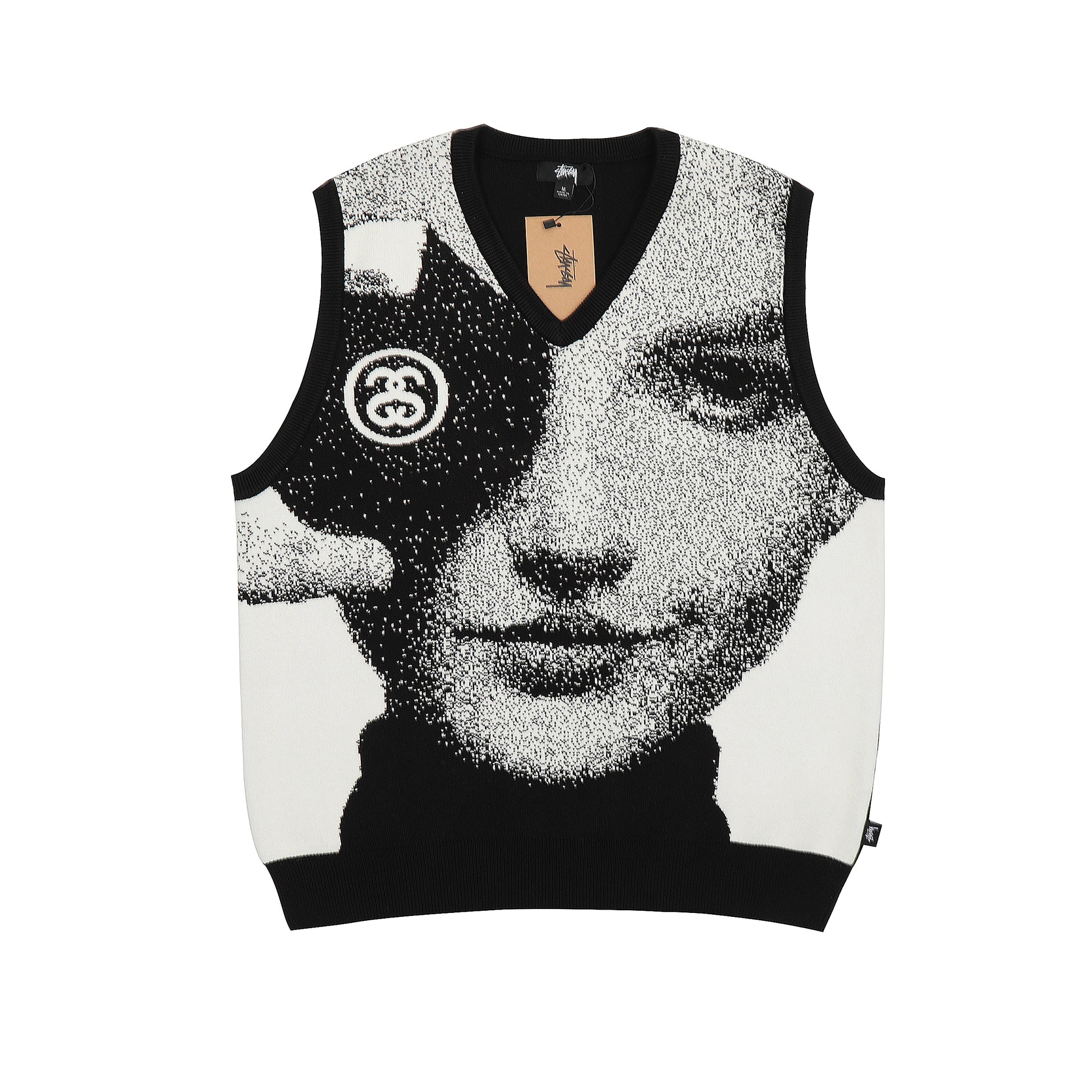 STUSSY HUMAN FACE PRINT VEST SWEATER