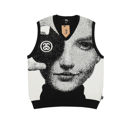STUSSY HUMAN FACE PRINT VEST SWEATER