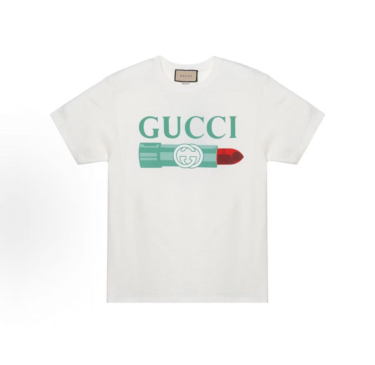 GUCCI T-shirt with letter logo print, round neck, short sleeve, unisex, SS23, women's style, white color