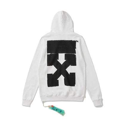 Off-White doodle thick arrow print hooded sweater white