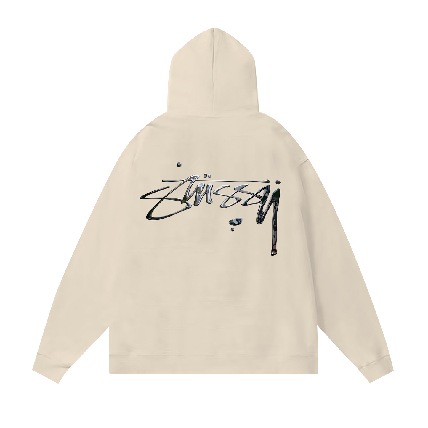 STUSSY BASIC LOGO PRINT HOODIE CREAM