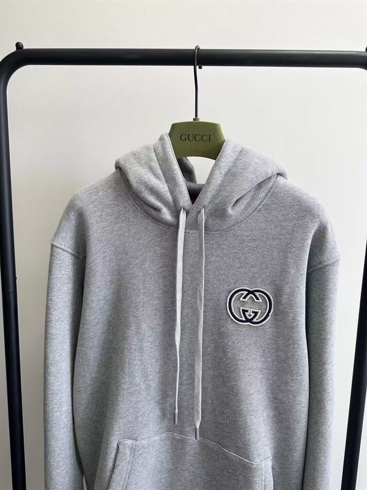 GUCCI COTTON JERSEY HOODED SWEATSHIRT GRAY – GCK029