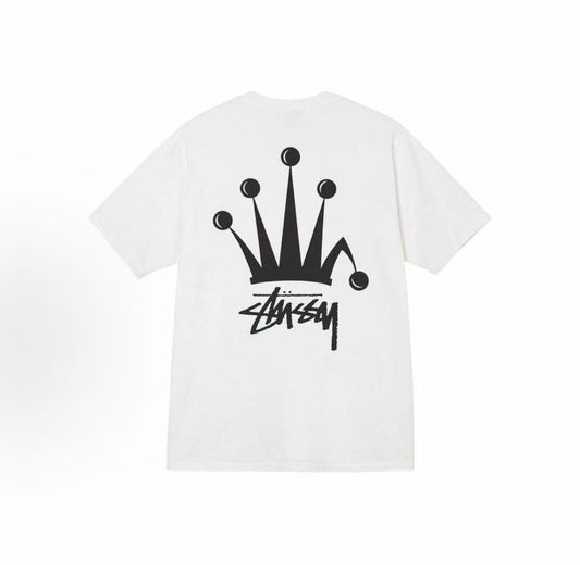 Stussy SS22 Crown Logo Printed Round Neck T-Shirt - The same style for both men and women. Also available in a couple's version.
