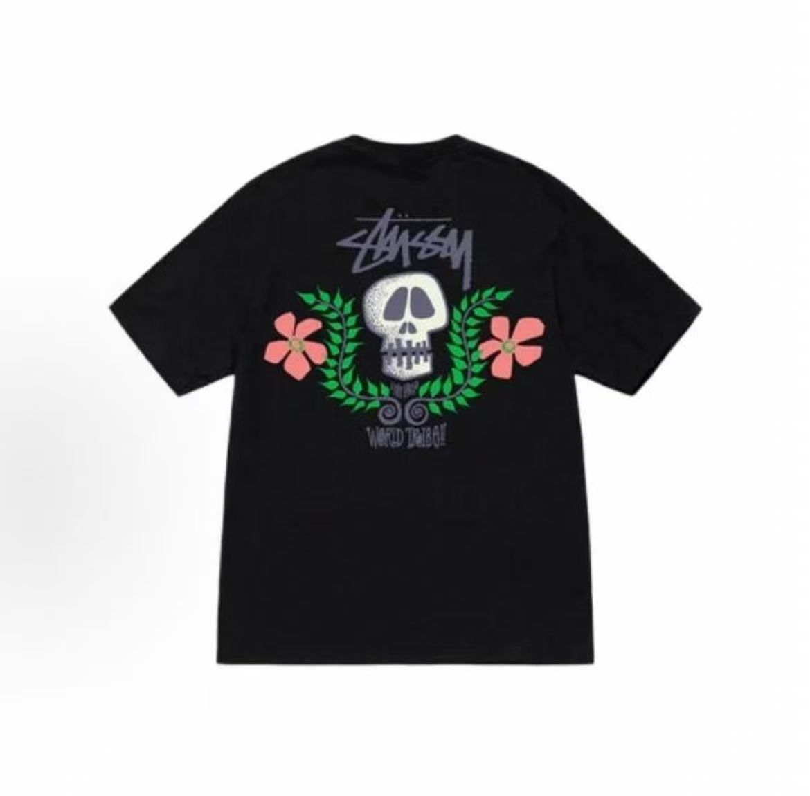 Stussy SS23 Summer Collection - Back Skull Print Short-Sleeved American Retro T-Shirt (For Both Men and Women)