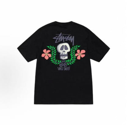 Stussy SS23 Summer Collection - Back Skull Print Short-Sleeved American Retro T-Shirt (For Both Men and Women)