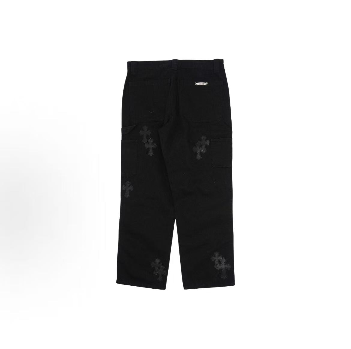 Chrome Hearts  Cross Patch Button Cotton Work Pants Men's Style