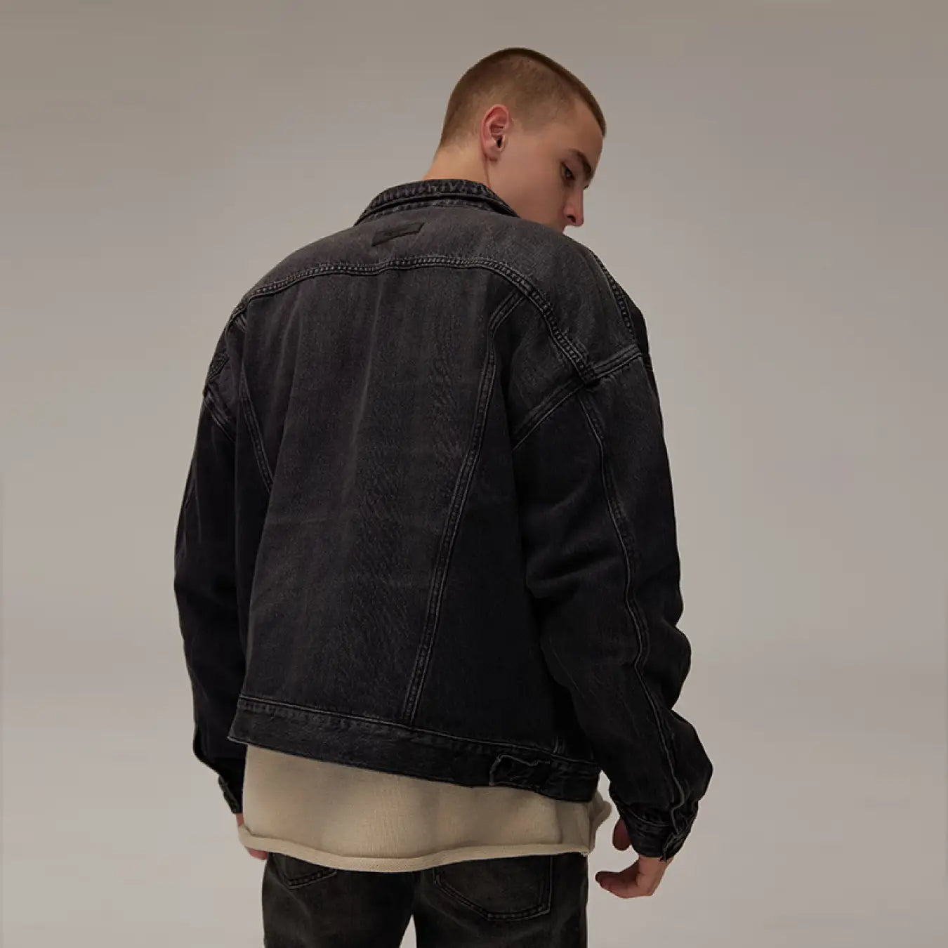 FOG FEAR OF GOD 22 multi-line denim jacket ESSENTIALS retro washed distressed jacket