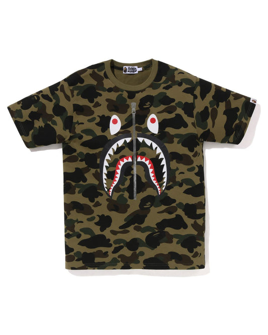 A Bathing Ape 1st Camo Shark Tee In Army Green