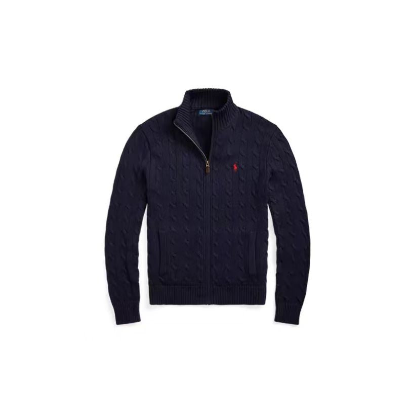 Polo Ralph Lauren SS22 solid color casual micro-label embroidered half-zip sweater men's navy blue