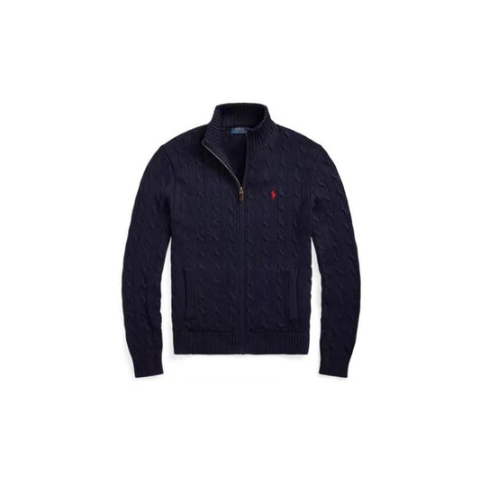Polo Ralph Lauren SS22 solid color casual micro-label embroidered half-zip sweater men's navy blue