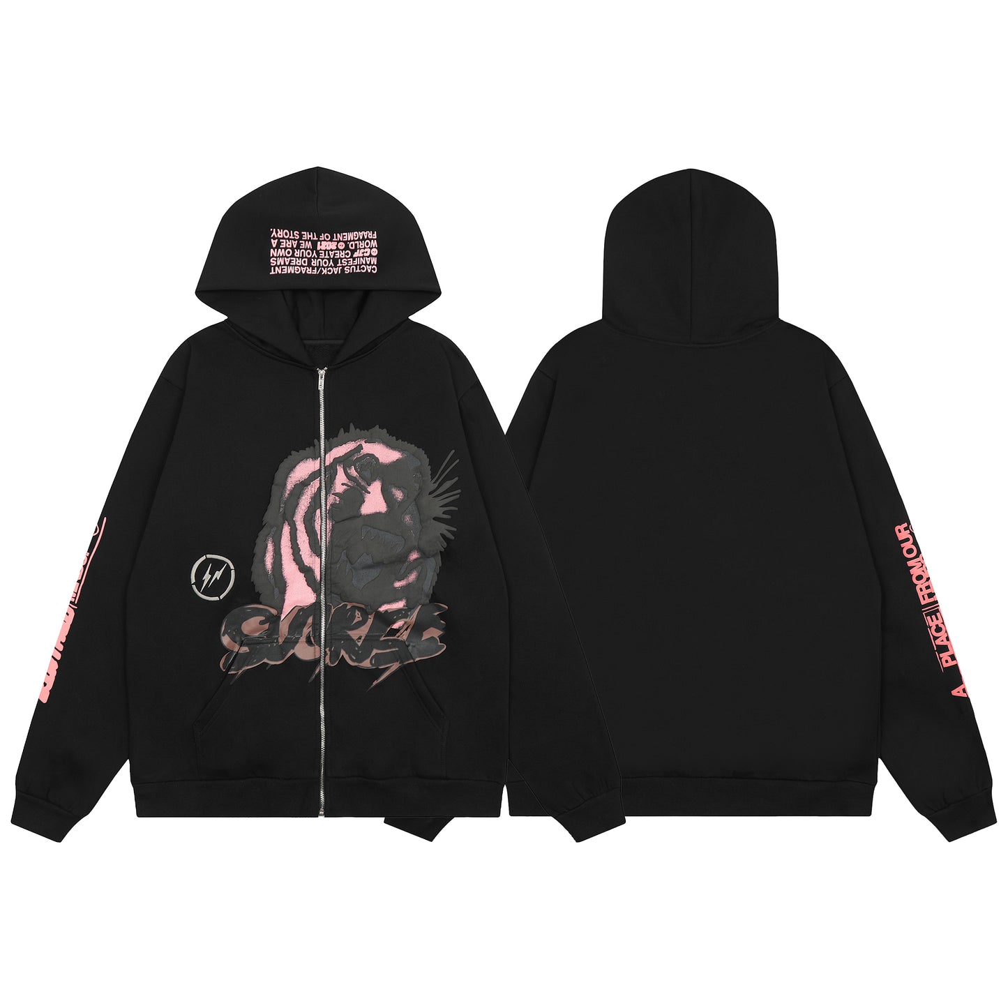 Travis Scott Tiger Print Hoodie Black