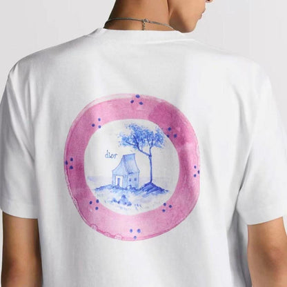 DIOR Dior Spring/Summer 2025 Collection - Dior and Hylington Nel Summer Men's Wear Collection - Logo Letter Print Crewneck Round-neck Short-sleeved T-shirt for Men - White