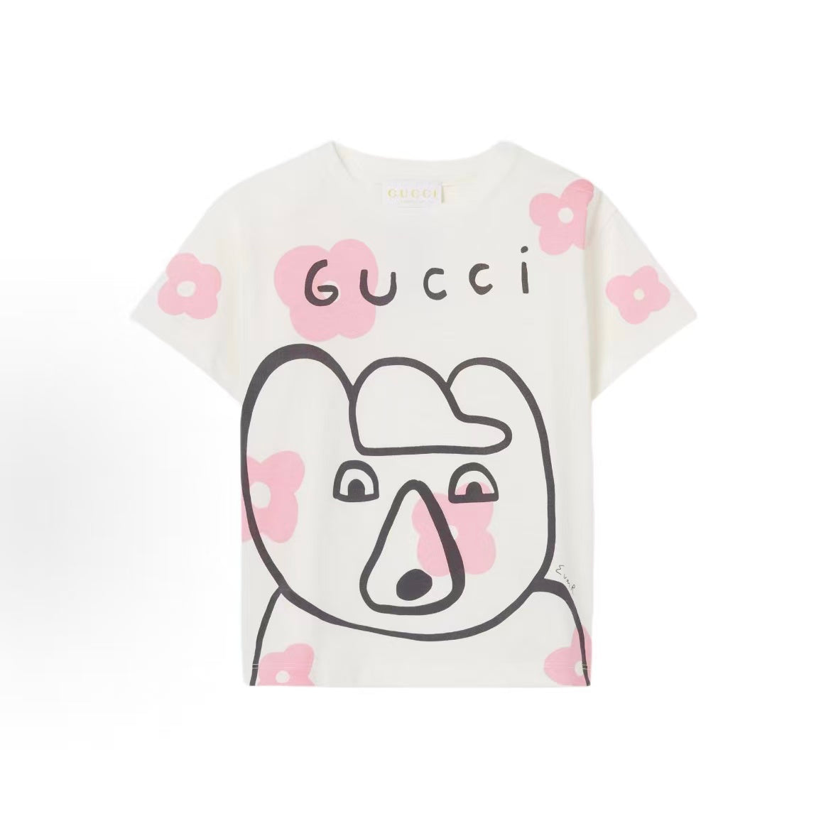 GUCCI T-shirt, Spring/Summer 2026 Early Spring Vacation Collection, Bear and Cloud Print Cotton Round-neck Short Sleeve, Baby to Toddler