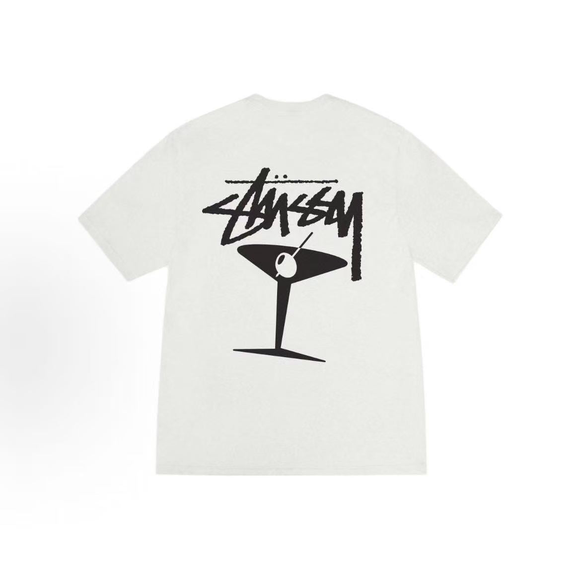 Stussy SS25 Back Print Logo Plain Knit Short-Sleeved T-Shirt (For Both Men and Women)