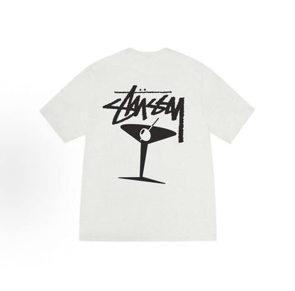 Stussy SS25 Back Print Logo Plain Knit Short-Sleeved T-Shirt (For Both Men and Women)