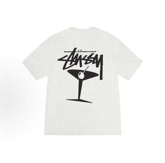 Stussy SS25 Back Print Logo Plain Knit Short-Sleeved T-Shirt (For Both Men and Women)