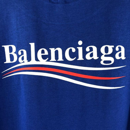 BALENCIAGA MEN’S POLITICAL CAMPAIGN T-SHIRT LARGE FIT IN PACIFIC BLUE – BAS003