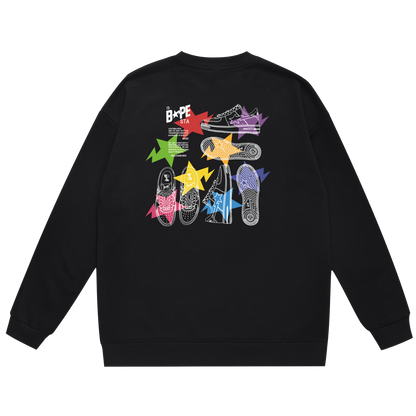 A Bathing Ape Shoes Print Hoodie Black